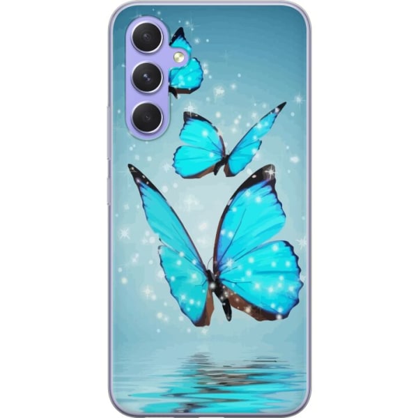 Samsung Galaxy A54 Genomskinligt Skal Glittrande Fjärilar