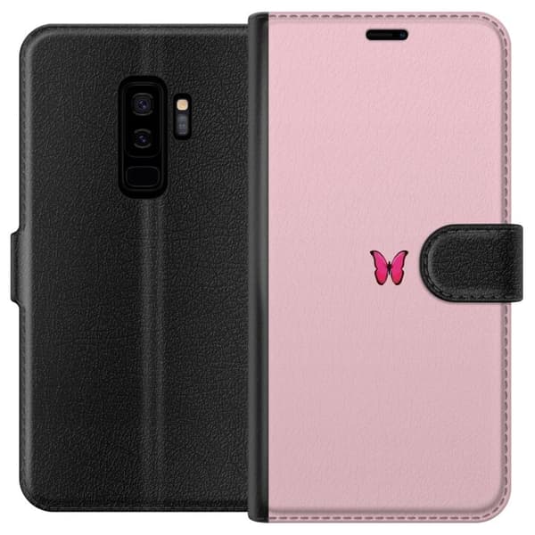 Kompatibelt Lommeboketui til Samsung Galaxy S9+ Rosa sommerfugl