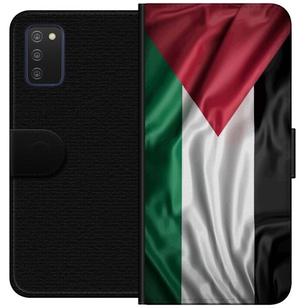 Samsung Galaxy A03s Lompakkokotelo Palestiinan lippu – ikoninen vapauden symboli punaisessa, mustassa, valkoisessa ja vihreässä