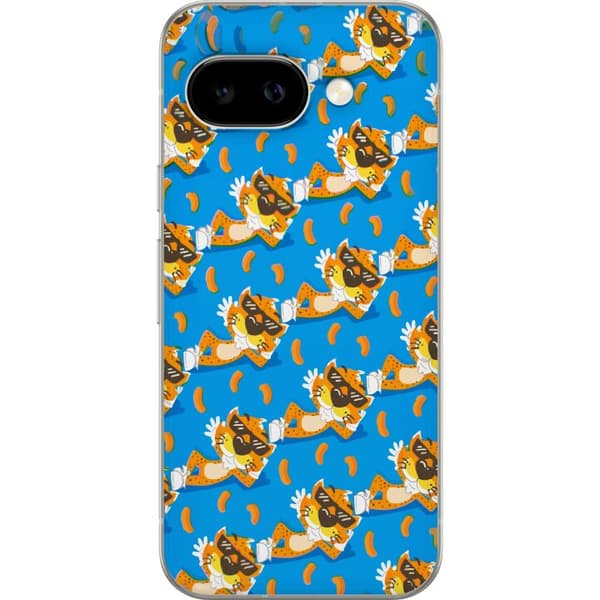 Kompatibelt Mobildeksel til Google Pixel 9a Mønster med Chester Cheetah og ostebåter blå