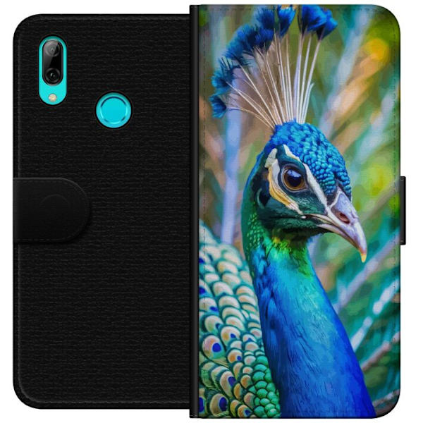 Huawei P smart 2019 Plånboksfodral Påfågel Fjädrar Färgstark Design Fågelmotiv Exotiskt Grafiskt Motiv Natur Lyxig Dekoration