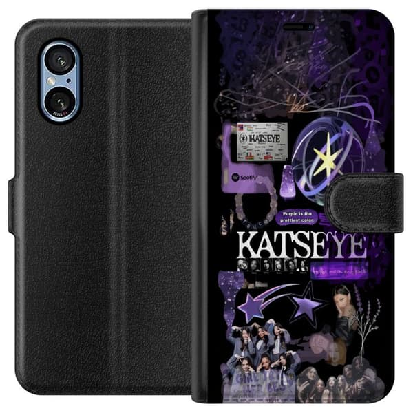 Kompatibel Tegnebogsetui til Sony Xperia 10 VI KATSEYE lila stjärncollage lilla
