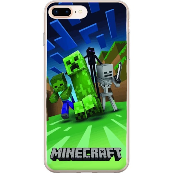 Apple iPhone 8 Plus Genomskinligt Skal Minecraft Creeper mobilskal i klassisk grön pixelstil