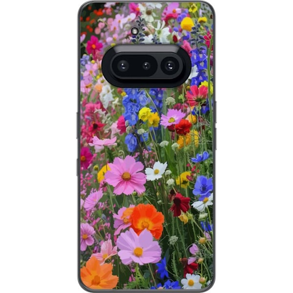 Nothing Phone (3a) Läpinäkyvä kuori Kukkakuvioinen mobiilikuori kesäisellä niityllä ja luontomaisemalla