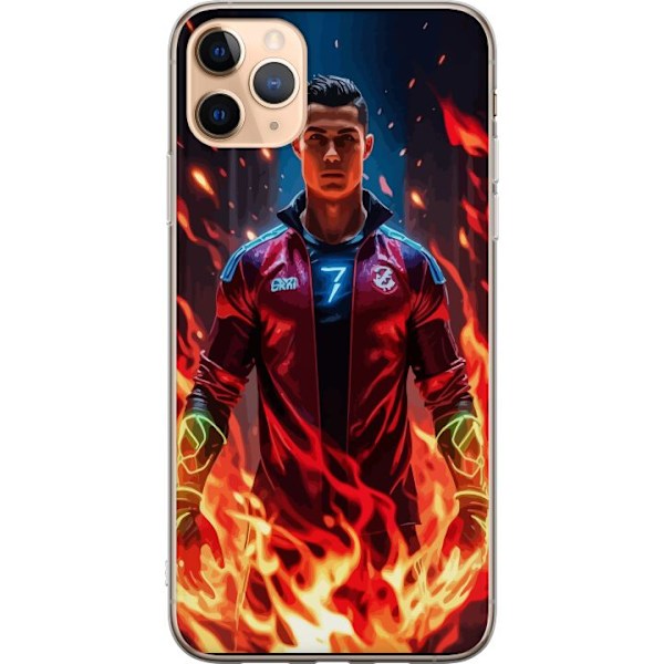 Apple iPhone 11 Pro Max Gennemsigtig cover Ronaldo Inferno - fodboldhelt i flammer