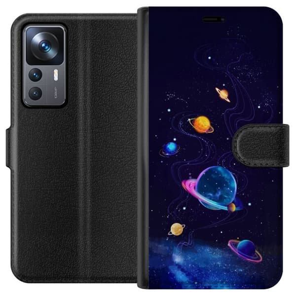 Kompatibel Tegnebogsetui til Xiaomi 12T Farlige planeter og stjerner i et animeret rumlandskab blå