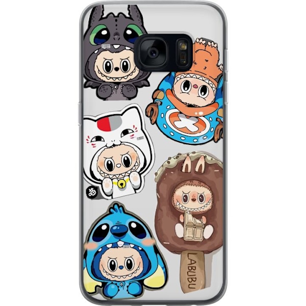 Samsung Galaxy S7 Läpinäkyvä kuori Labubu hahmokokoelma - Pop Mart Labubu The Monsters väriluulisessa muotoilussa
