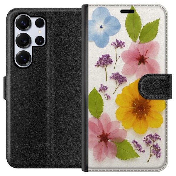 Samsung Galaxy S25 Ultra Plånboksfodral Pressade blommor