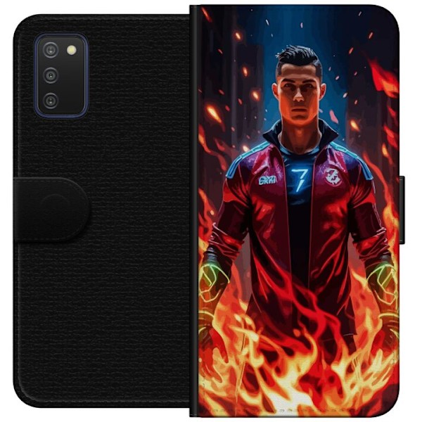 Samsung Galaxy A03s Tegnebogsetui Ronaldo Inferno - fodboldhelt i flammer