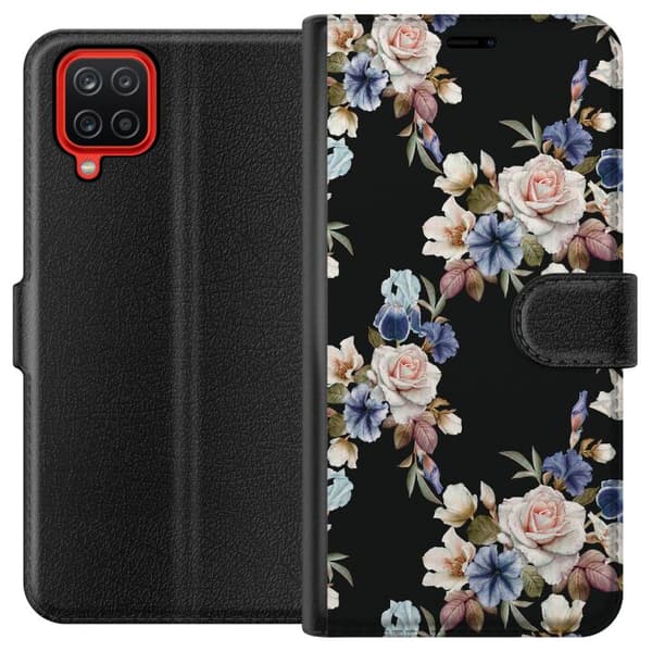 Kompatibel Tegnebogsetui til Samsung Galaxy A12 Blomster