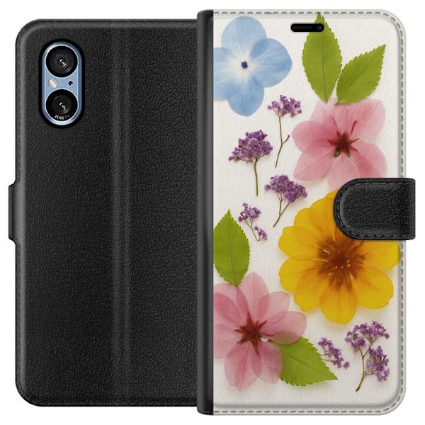 Sony Xperia 10 VI Tegnebogsetui Pressede blomster