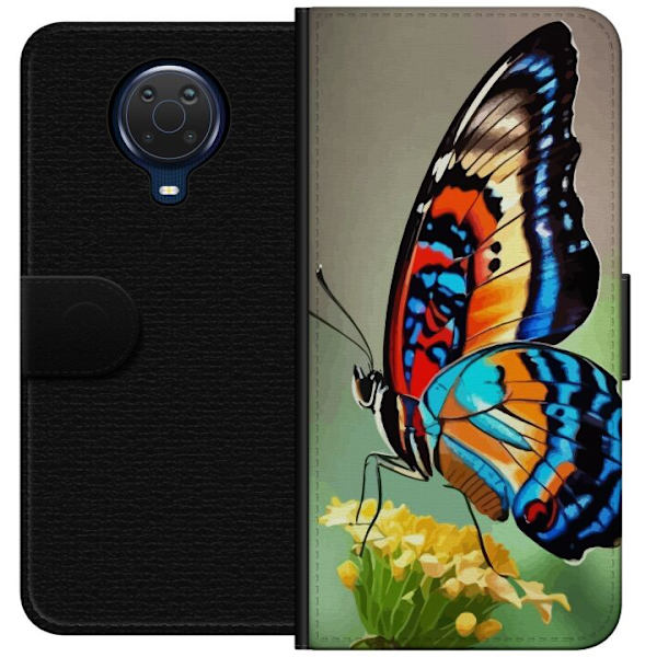Nokia G20 Plånboksfodral Fjäril Natur Sommar Motiv Vingar Färgstark Design Populär Dekor Grafiskt Exotiskt Tema