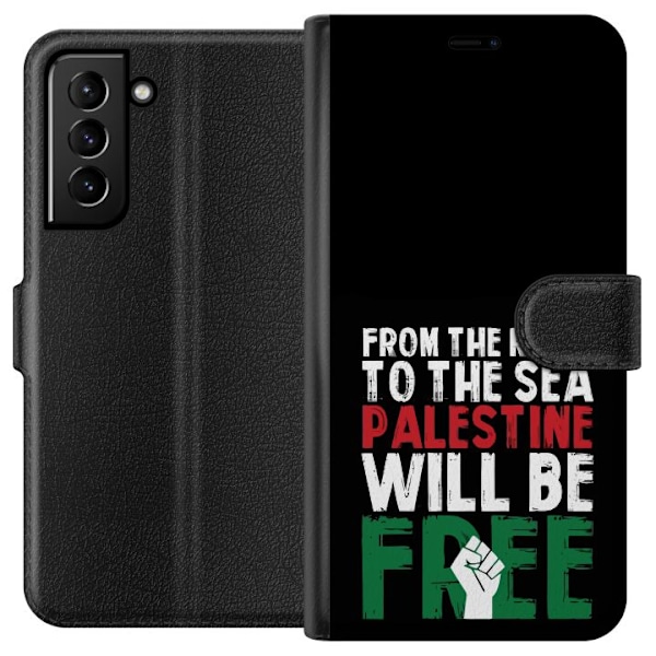 Samsung Galaxy S21+ 5G Plånboksfodral Free Palestine – politiskt statement med kraftfullt grafiskt uttryck