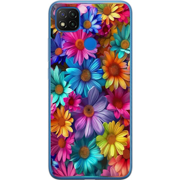 Xiaomi Redmi 9C Genomskinligt Skal Gerbera Blommor Färgglad Dekor Blommotiv Populärt Heminredning Färg Rik Väggkonst Design