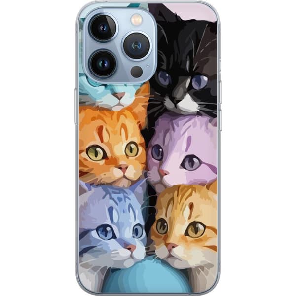 Kompatibelt Mobilskal till Apple iPhone 13 Pro Färgglada Katter