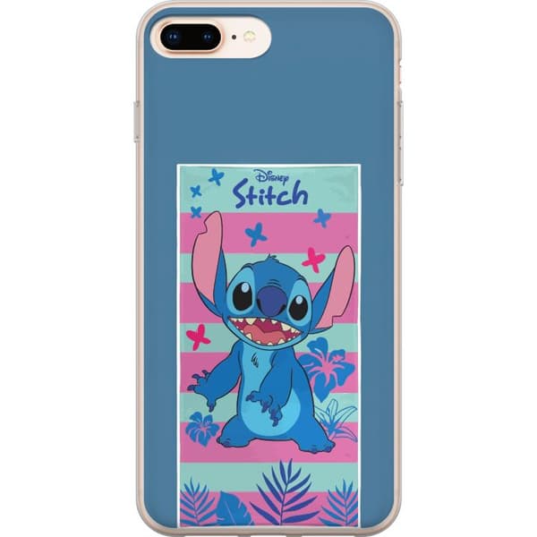 Kompatibelt Mobildeksel til Apple iPhone 7 Plus Stitch med tropiske blader og pastellstriper blå