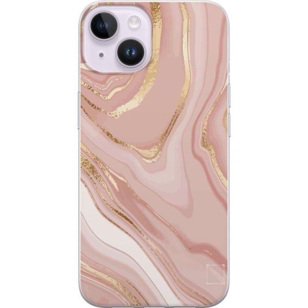 Apple iPhone 14 Gennemsigtig cover Lyse Rosa Marmor