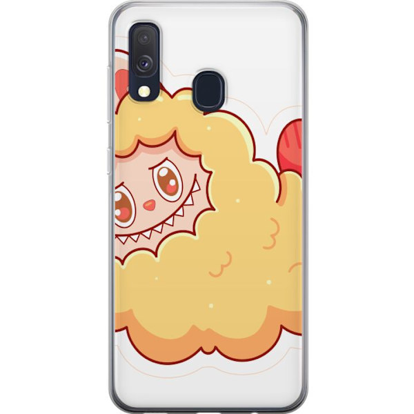 Samsung Galaxy A40 Genomskinligt Skal Labubu Tvättbjörn Pop Mart Figur Samlarobjekt Söt Design Populärt Motiv Art Toy Kreativ Figurserie