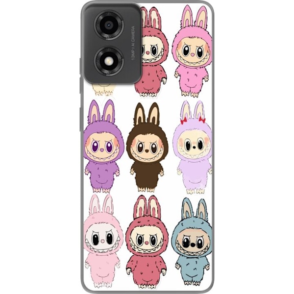 Motorola Moto E14 Läpinäkyvä kuori Labubu Pink Monster - Popkulttuuri Kawaii-kosketuksella
