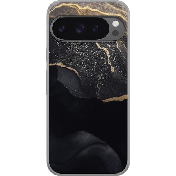 Google Pixel 9 Pro XL Gennemsigtig cover Sort guld abstrakt