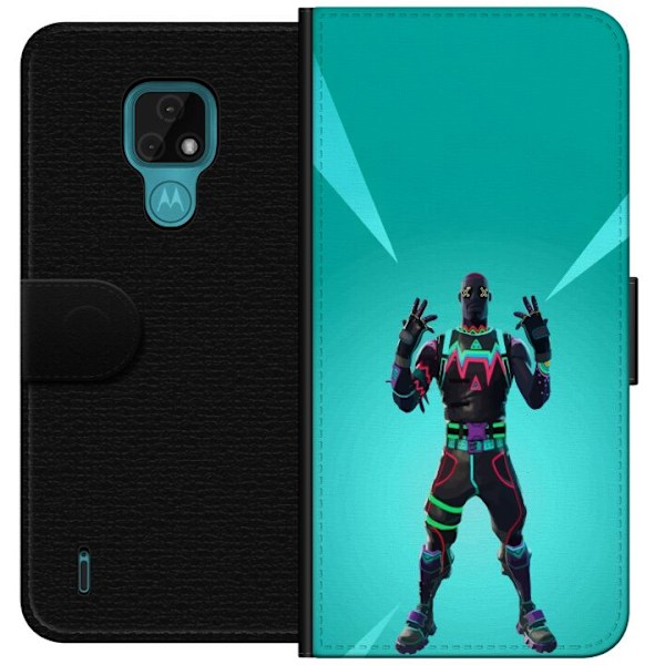 Motorola Moto E7 Tegnebogsetui sort ridder fortnite
