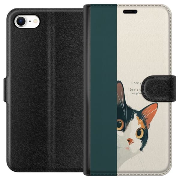 Kompatibelt Lommeboketui til Apple iPhone 6 Katt som kikar fram beige