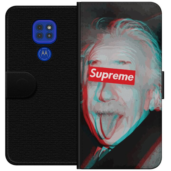 Motorola Moto G9 Play Lompakkokotelo Supreme Albert Einstein 3D Motiivi Katumuoti Suunnittelu Suosittu Tiede Ikoni Kaupunkitaide
