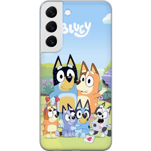 Samsung Galaxy S22+ 5G Genomskinligt Skal Bluey mobilskal med hela familjen i färgglad design