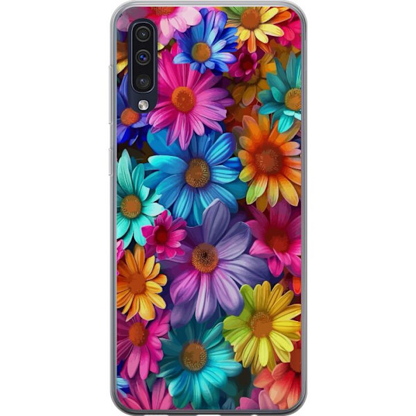 Samsung Galaxy A50 Genomskinligt Skal Gerbera Blommor Färgglad Dekor Blommotiv Populärt Heminredning Färg Rik Väggkonst Design