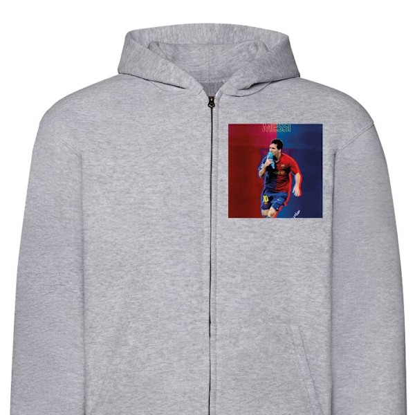 Zip-Hoodie | Hættetrøje med Lynlås til Voksne Messi grå M