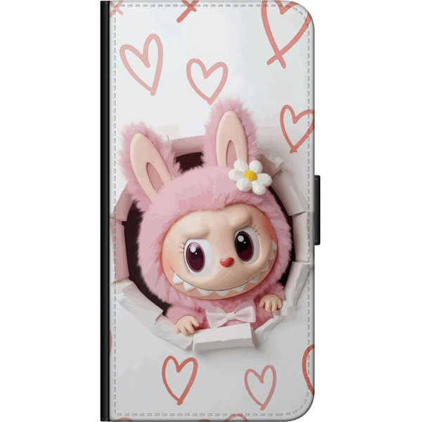 Huawei P Smart Z Lompakkokotelo Labubu Sydän Taustakuva Pop Mart Rakkausteema Hahmodesign Suosittu Motiivi Keräilytaideteossarja
