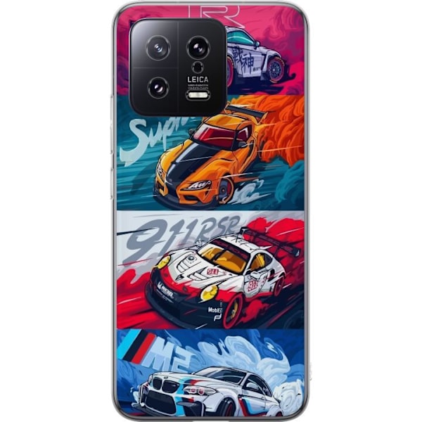 Xiaomi 13 Läpinäkyvä kuori Nopeat Autot - Piirretty Kuvio T