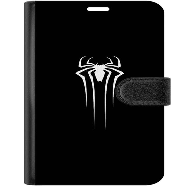 Kompatibel Tegnebogsetui til Apple iPhone Duo Minimalistisk hvidt edderkoppesymbol med lange ben på sort baggrund sort