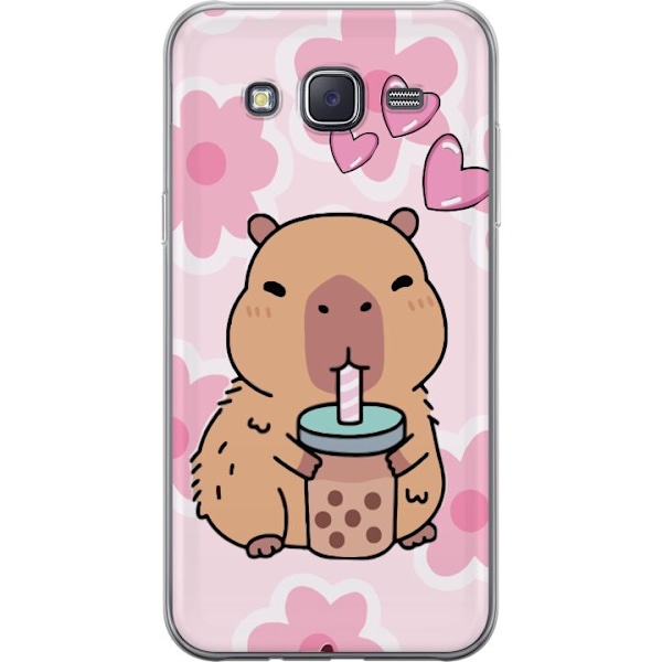 Samsung Galaxy J5 Genomskinligt Skal Kawaii Capybara Hjärtan