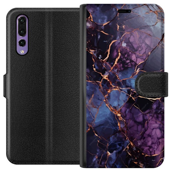 Huawei P20 Pro Tegnebogsetui Marmor Blå Lilla