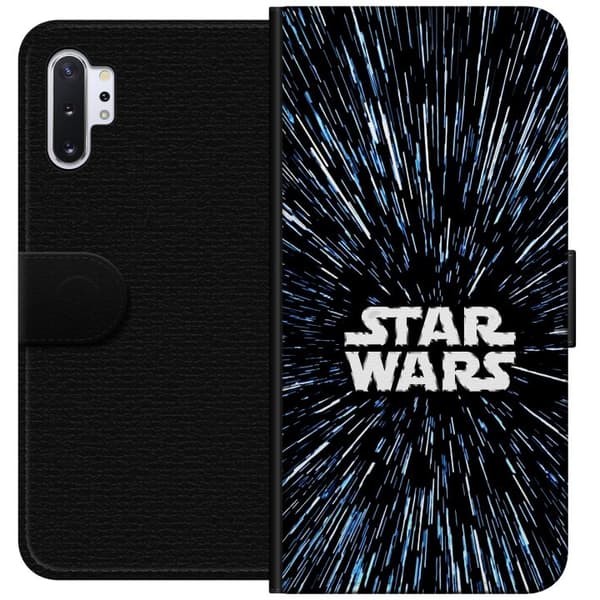 Kompatibel Tegnebogsetui til Samsung Galaxy Note10+ Star Wars-logo med hyperspace-stjerner i ikonisk sci-fi-design sort