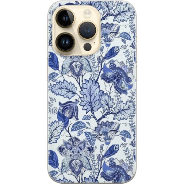 Apple iPhone 15 Pro Gjennomsiktig deksel Blomster Blå...