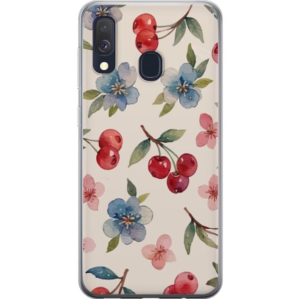 Samsung Galaxy A40 Gennemsigtig cover Bær & Blomster - mønst
