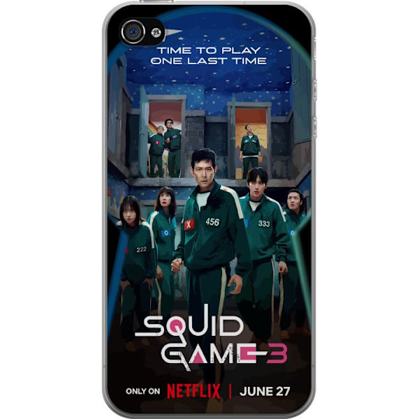 Apple iPhone 4 Genomskinligt Skal Squid Game Säsong 3 Seriefigurer Populärt TV Serie Motiv Ikoner Spänning Drama Asiatisk Design Trend