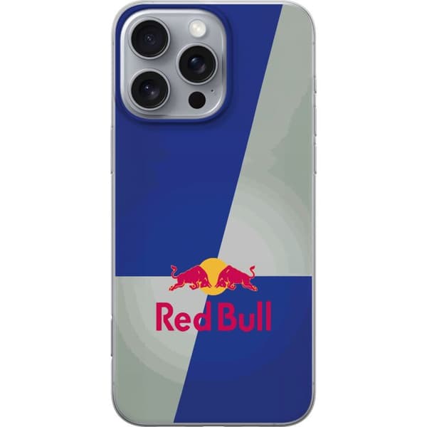 Kompatibelt Mobildeksel til Apple iPhone 16 Pro Max Minimalistisk Red Bull-logo med blå og grå bakgrunn blå