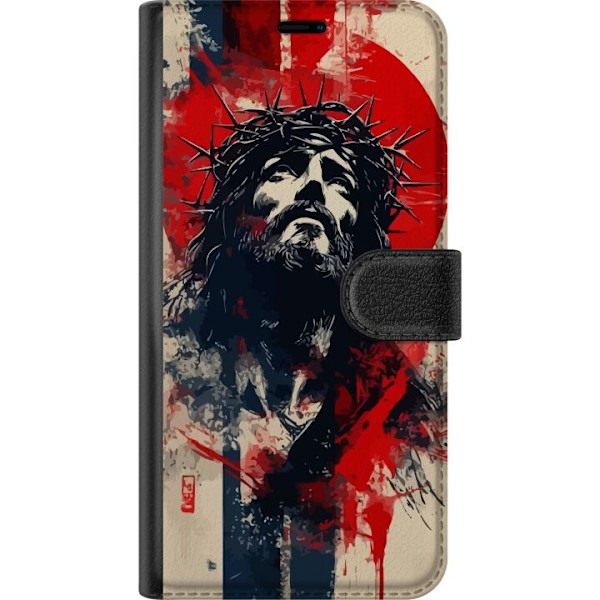 Samsung Galaxy S9 Tegnebogsetui Jesus med kors - kristent moti
