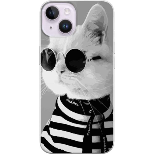 Apple iPhone 15 Plus Genomskinligt Skal Fancy Cat