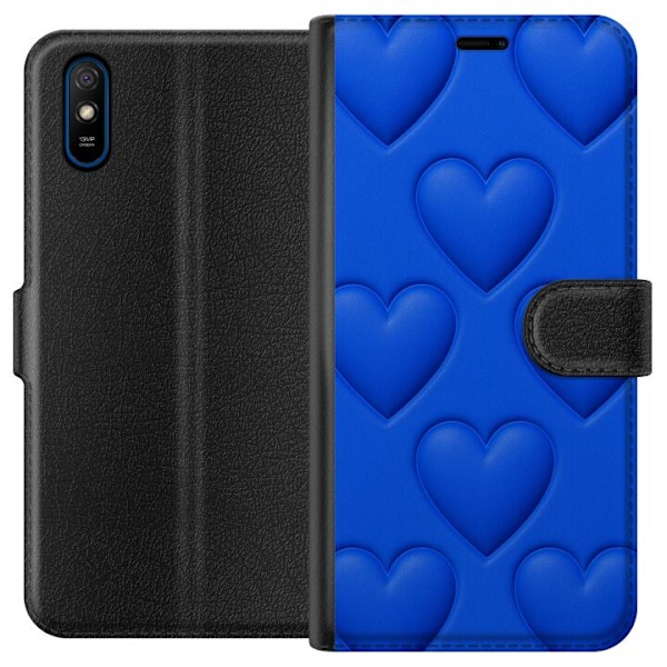 Xiaomi Redmi 9A Tegnebogsetui Blå Hjerter