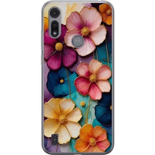 Motorola Moto E6i Genomskinligt Skal Blommor Färger