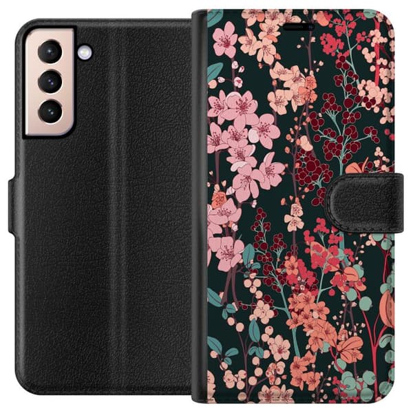 Kompatibelt Plånboksfodral till Samsung Galaxy S21 Blommor