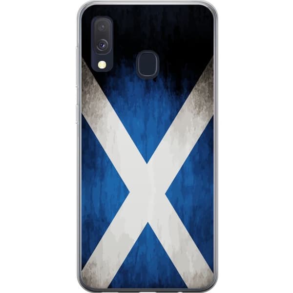 Kompatibelt Mobildeksel til Samsung Galaxy A40 Skottlands flagg med grunge effekt og blå hvit design blå