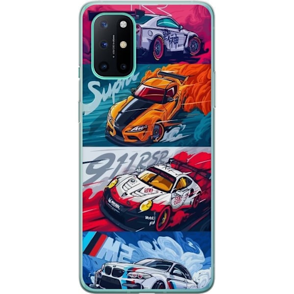 OnePlus 8T Läpinäkyvä kuori Nopeat Autot - Piirretty Kuvio