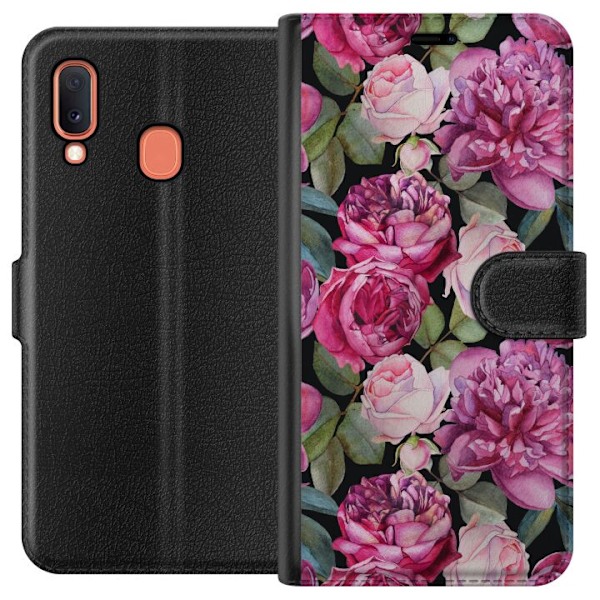 Samsung Galaxy A20e Tegnebogsetui Blomster