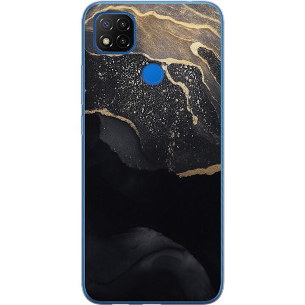 Xiaomi Redmi 9C NFC Läpinäkyvä kuori Musta kulta abstrakti