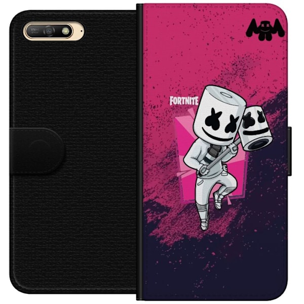 Huawei Y6 (2018) Plånboksfodral Marshmello Fortnite Skin Emote Gaming DJ Karaktär Populärt Motiv Barn Ungdom Trend